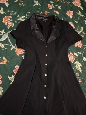 Dolls Kill Black Button-Front Fit-and-Flare Dress